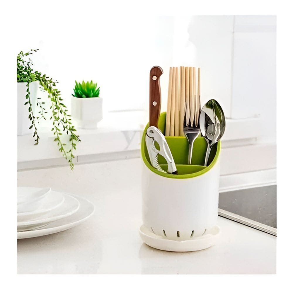 Porta Talheres com Escorregador Organizador Cozinha Utensílios Cor:Verde