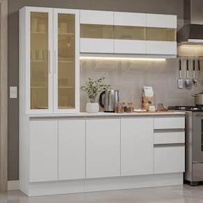 Armário de Cozinha Compacta 100% MDF 180 cm Branco Smart Madesa 03