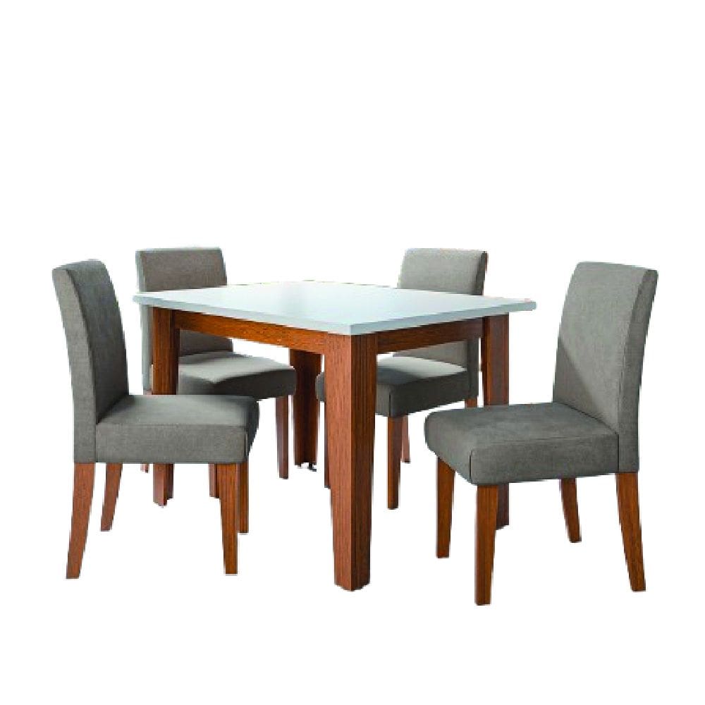 Conjunto Sala de Jantar Mesa Miami 1,20m 4 Cadeiras Trieste Madeirado/Mascavo Dobuê
