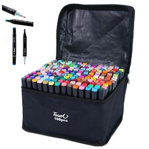Caneta Ponta Dupla Marcador Permanente 168 Cores Estojo Canetinhas Duas Pontas Trabalho Escola Arte Desenho Pintura