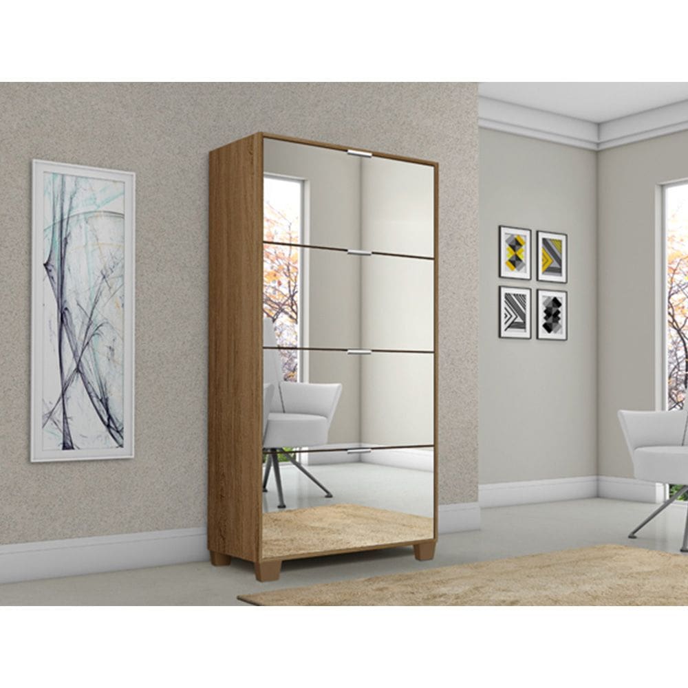 Sapateira Armário Multiuso Pequim com Espelho Ferrara Madeirado