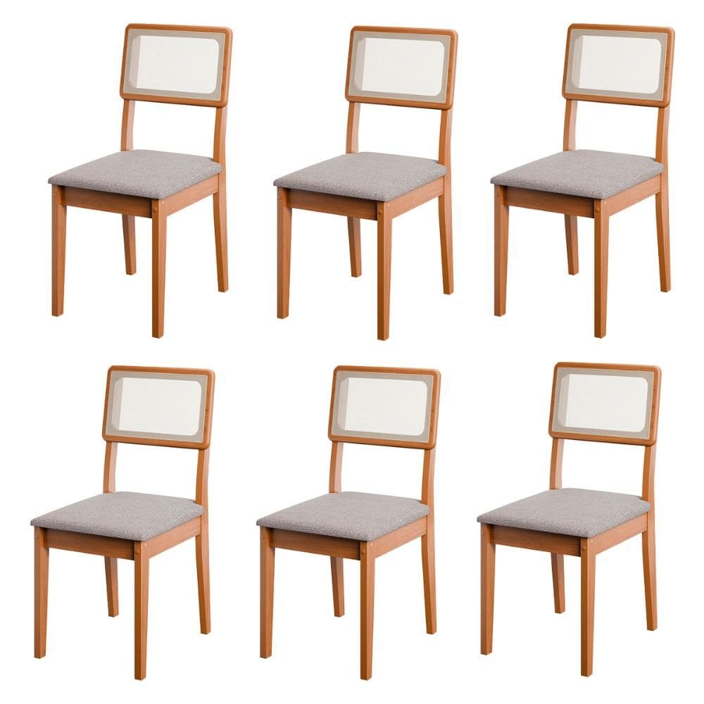Conjunto de 6 Cadeiras de Jantar Santiago em Tecido Boucle