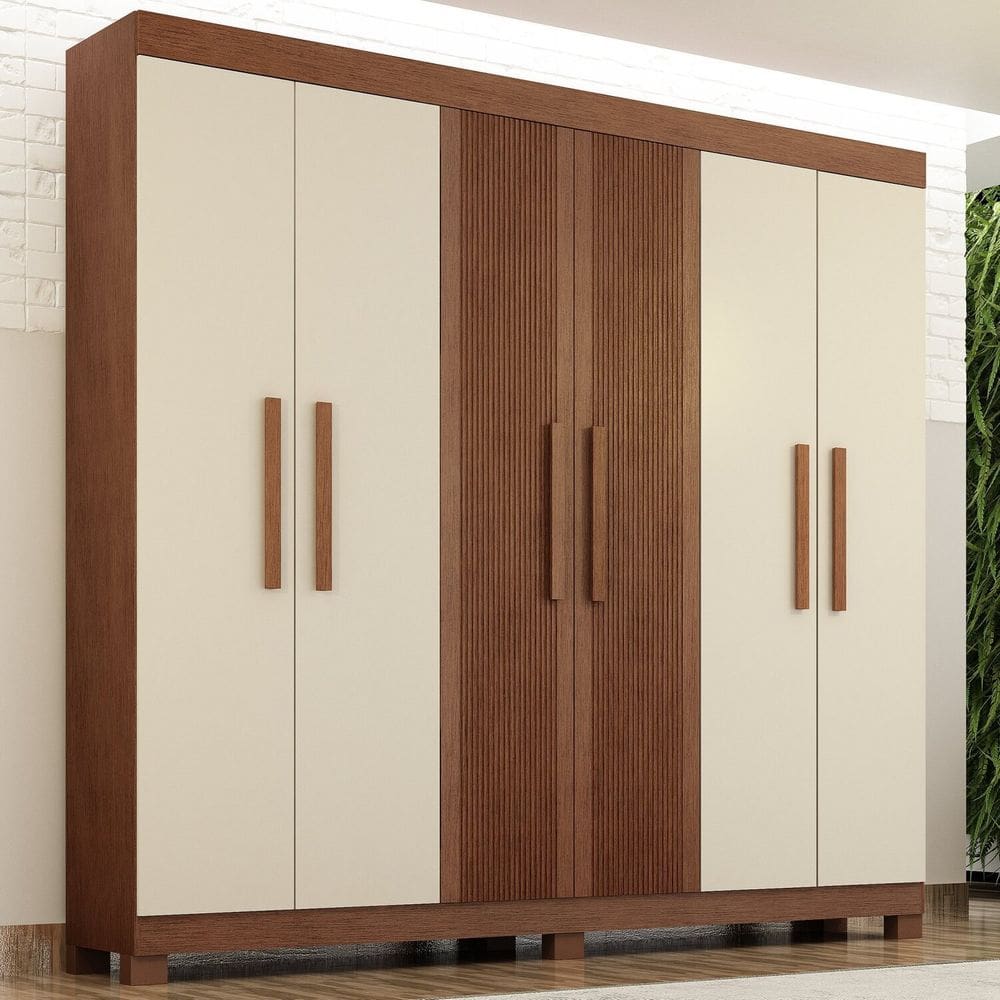 Guarda-roupa Casal 6 Portas 100% Mdf Norten Imbuia Linheiro/Off White