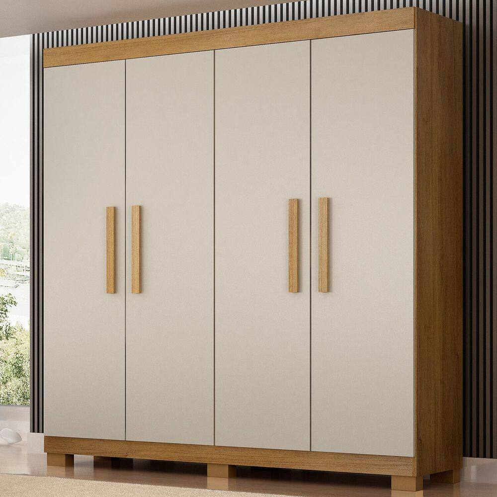 Guarda-roupa Casal 4 Portas 100% Mdf Jandaia Cinamomo/Off White