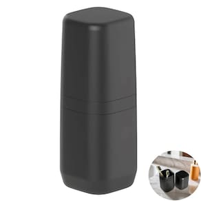 Suporte Porta Escova de Dente Com Tampa Banheiro Preto - Aura PEA400PTF Ou