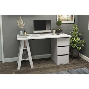 Mesa de Computador MB 1035 c/ 3 Gavetas Branco - Movelbento