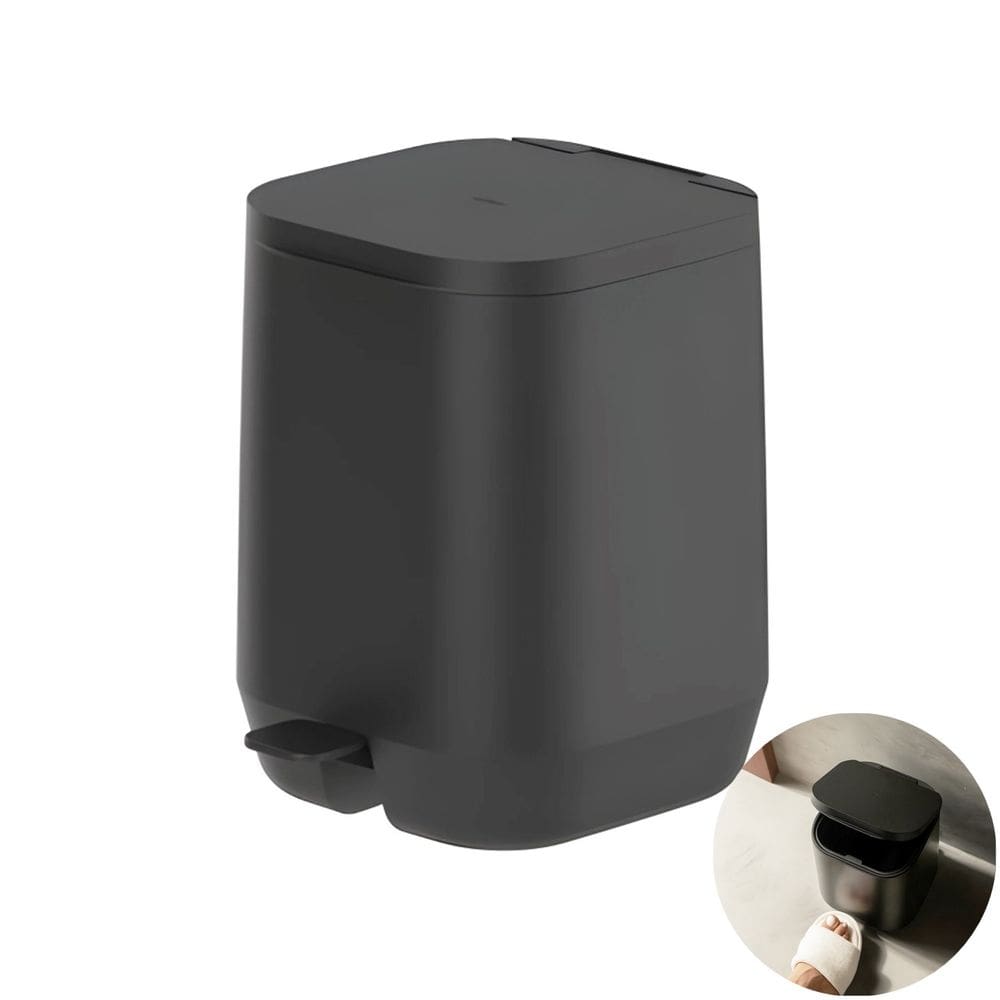 Lixeira Com Pedal Cesto De Lixo 6 Litros Banheiro Preto - Aura LX400PTF Ou