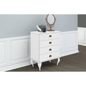 Cômoda de Quarto CL 4009 c/ 4 Gavetas Branco - Movelbento