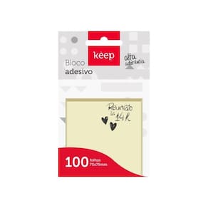 Bloco de Notas Adesivo 75X75 Amarelo 100 Folhas EI018-Keep