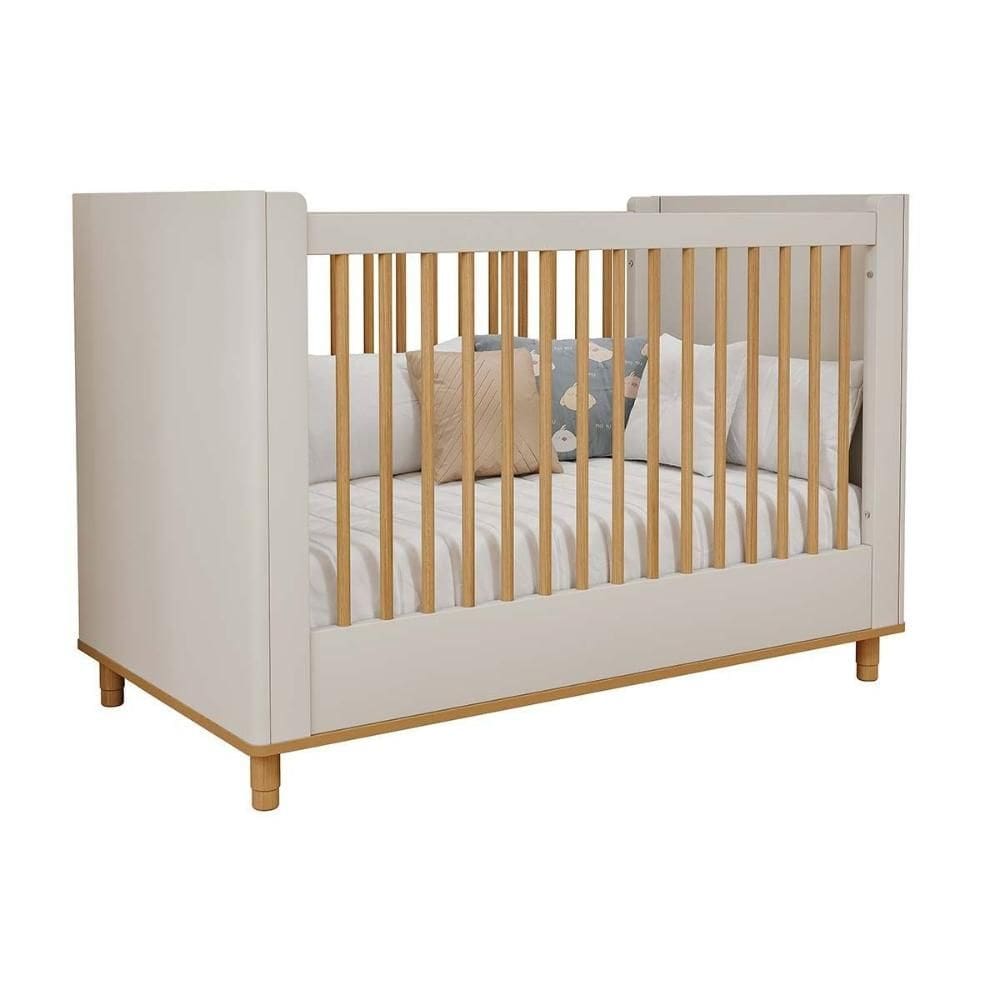 Berço Infantil Cupcake 2 em 1 Off White/Nature - Permóbili Baby