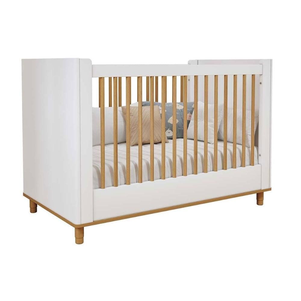 Berço Infantil Cupcake 2 em 1 Branco/Nature - Permóbili Baby