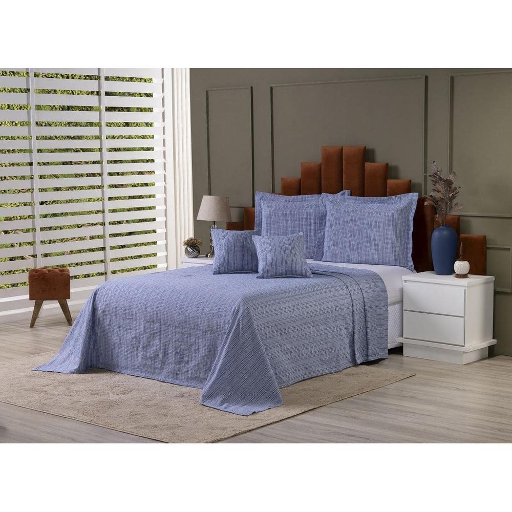 Kit Colcha Cobre Leito Cama King Tecido Rústico Topázio +