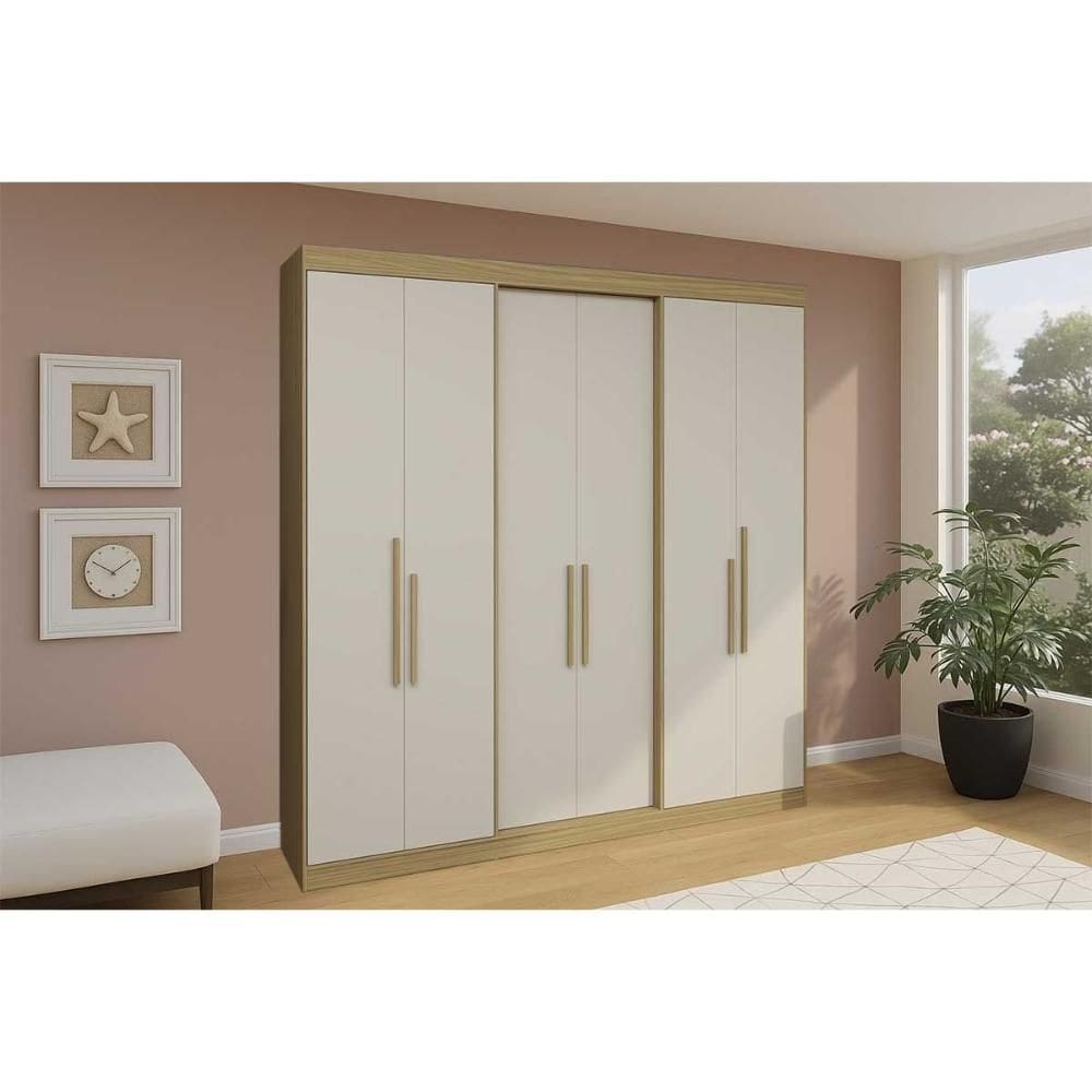 Guarda Roupa Casal 6 Portas e 2 Gavetas PH 1804 Cedro/Off White - Herval
