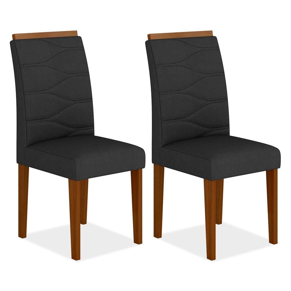 Kit 02 Cadeiras Vitória Wood Cinamomo/ Preto - Moveis Arapongas