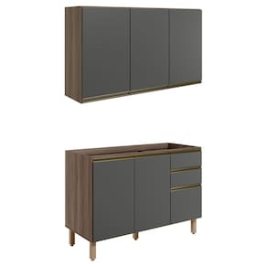 Armario Aereo Balcao Pia 120 cm MDF Kali Carvalho Toq Chumb0 Nicioli