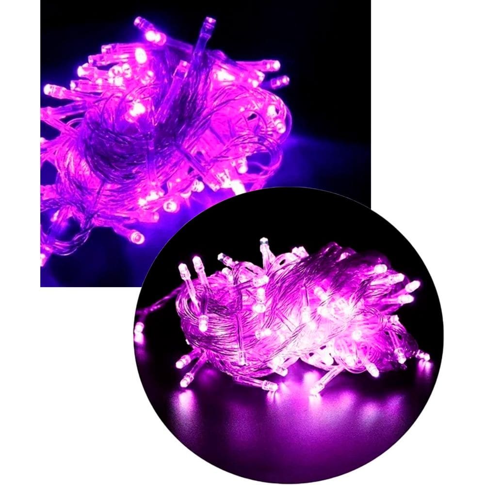 Pisca Cordão 100 Lâmpadas LED Roxo 9 Metros 8 Funções E 220v
