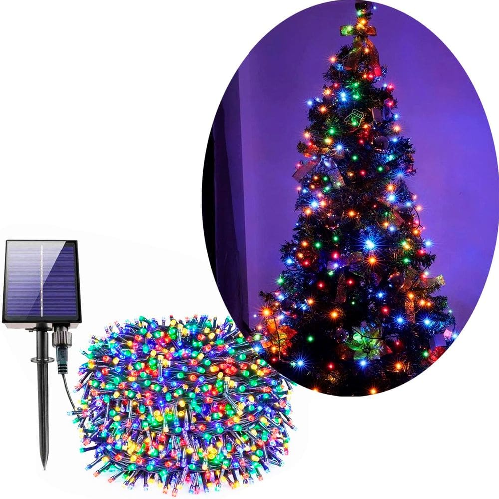 Cordão Pisca LEDs Solar 1000 Lâmpadas Colorido Natal De 100m