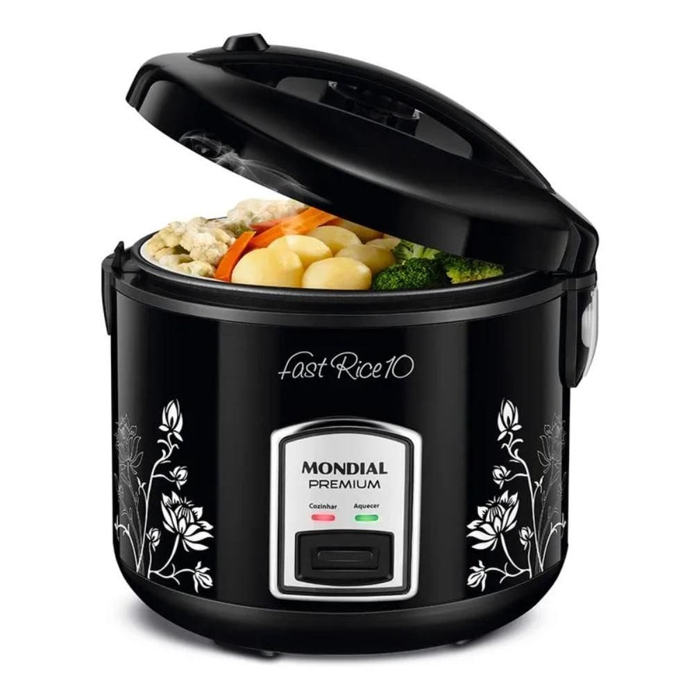 Panela Elétrica de Arroz Mondial Fast Rice 10 Premium Preto 700W 127V - PE-44-10X