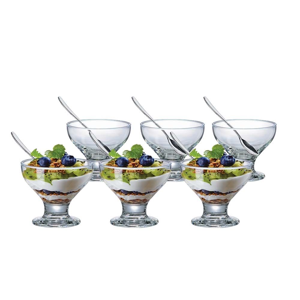 Taça de Sobremesa Vidro  New Paradise (6 Taças + 6 Colheres)