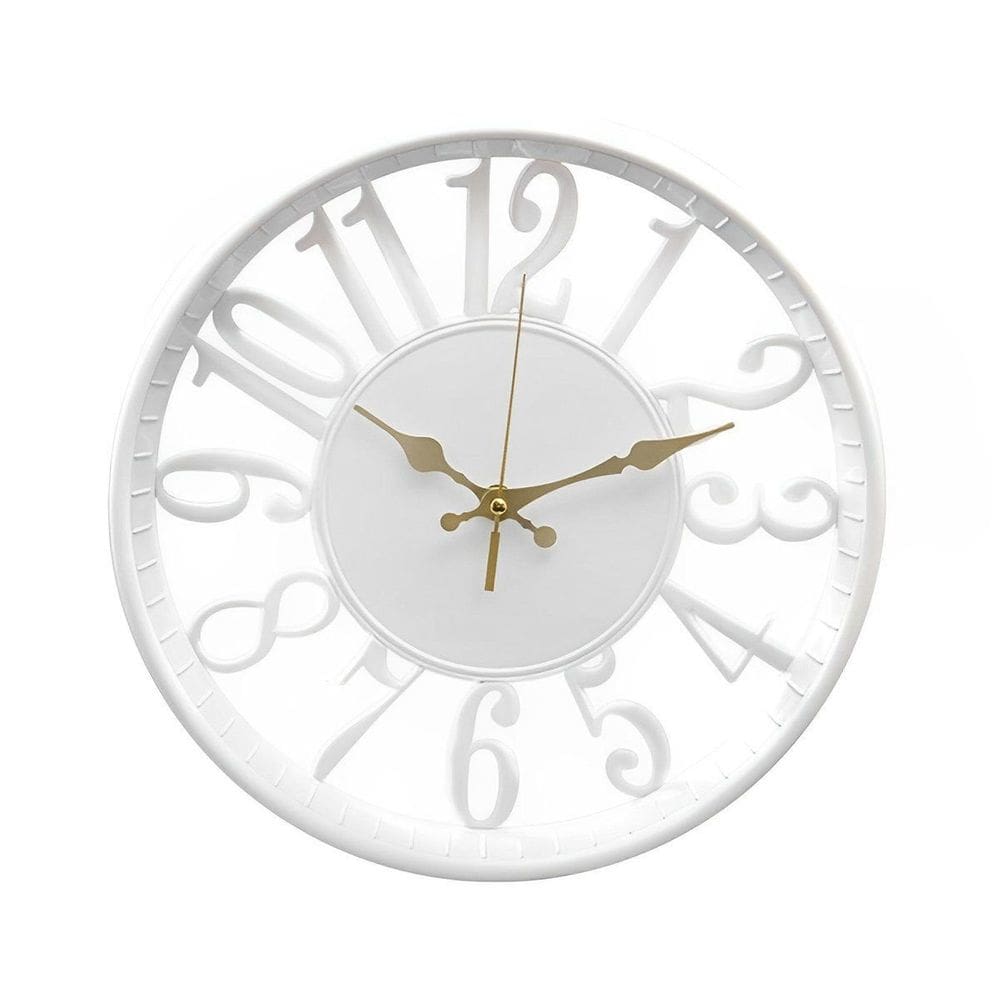 Relógio De Parede Decorativo Branco 30,5cm