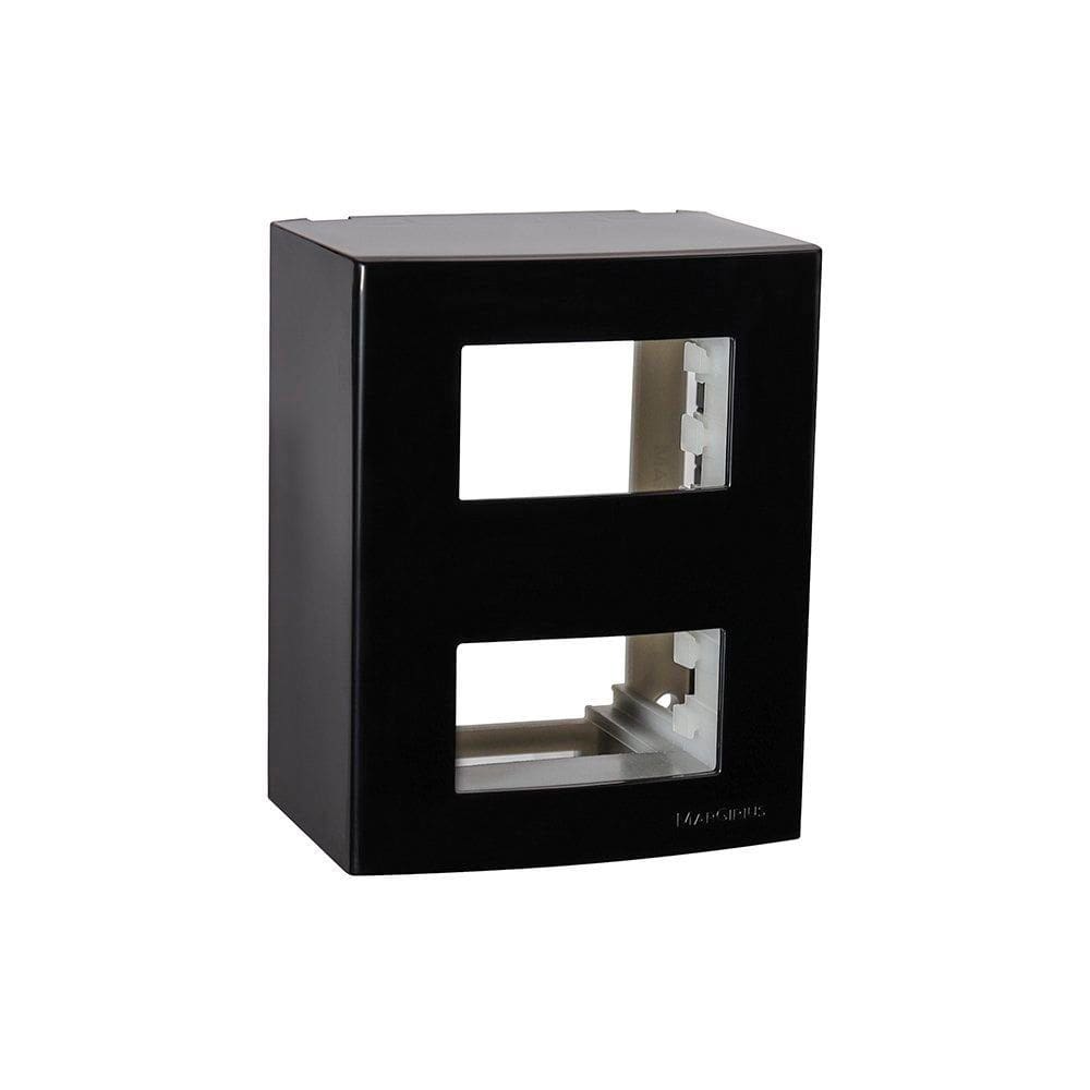 Caixa de Sobrepor com Suporte MarGirius Sleek 75x95 para 2 Módulos Distanciados Preto Ebony