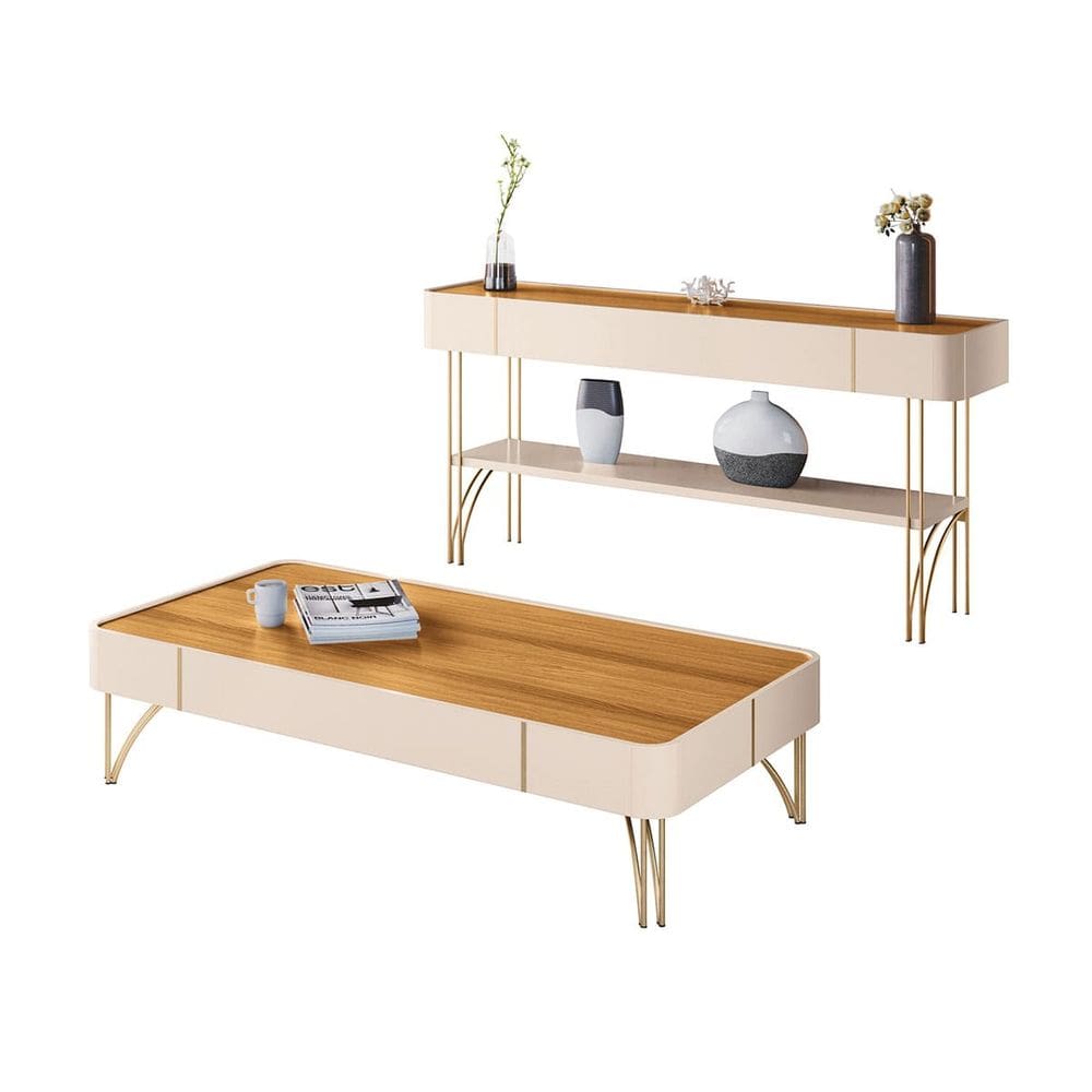 Kit Mesa de Centro e Aparador Miami Orgânica-EdeCasaMoveis