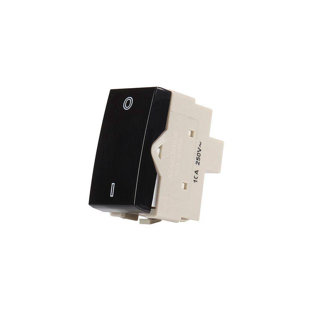 Módulo Interruptor Bipolar Simples MarGirius Sleek 10A Preto Ebony