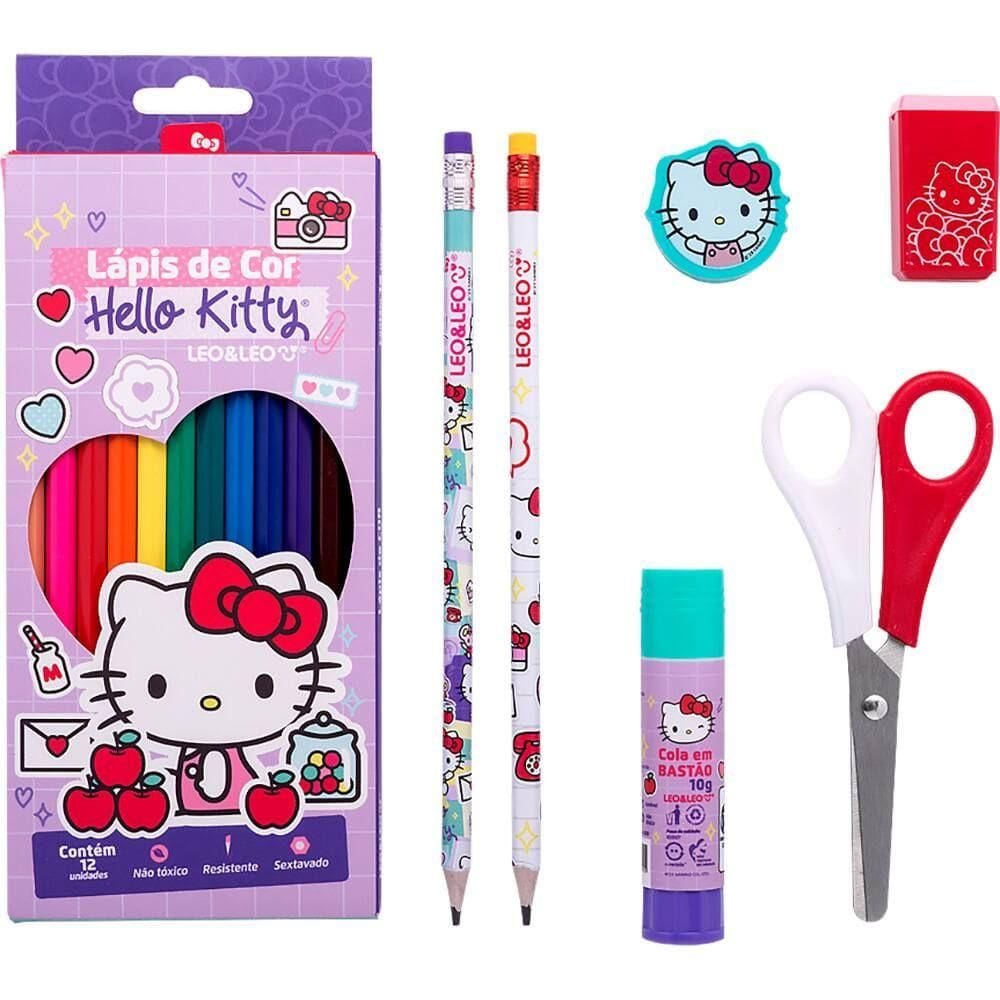 Kit Escolar Hello Kitty c/ 7 Ítens 71616 - Leo e Leo