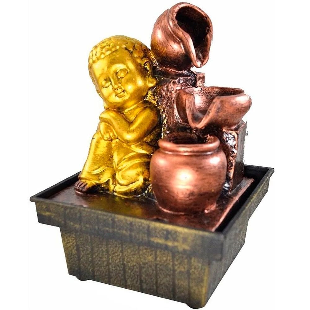 Fonte De Água Cascata Buda 3 Quedas Decoração Resina Bivolt
