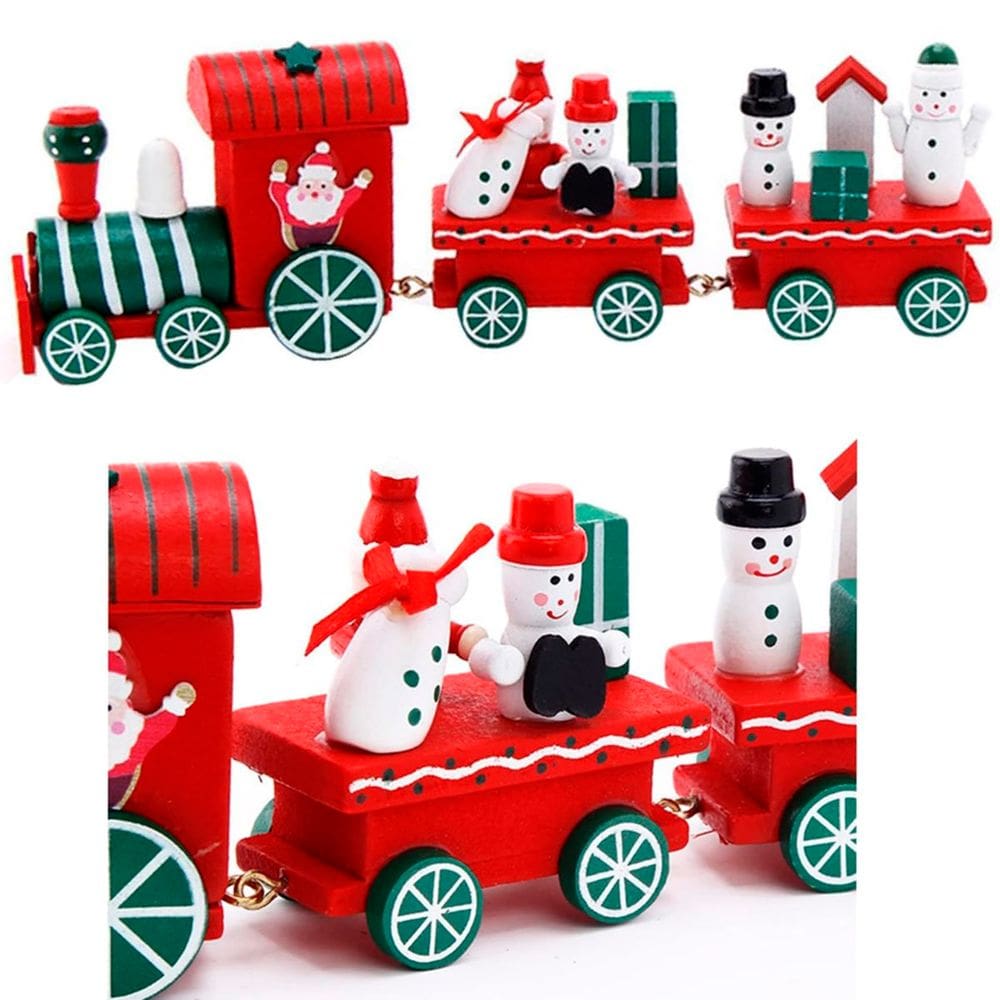 Decoração Trem De Natal Locomotiva Papai Noel Madeira 24cm