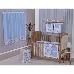 Enxoval Bebe Kit Berço Americano Cortina Algodão Menino