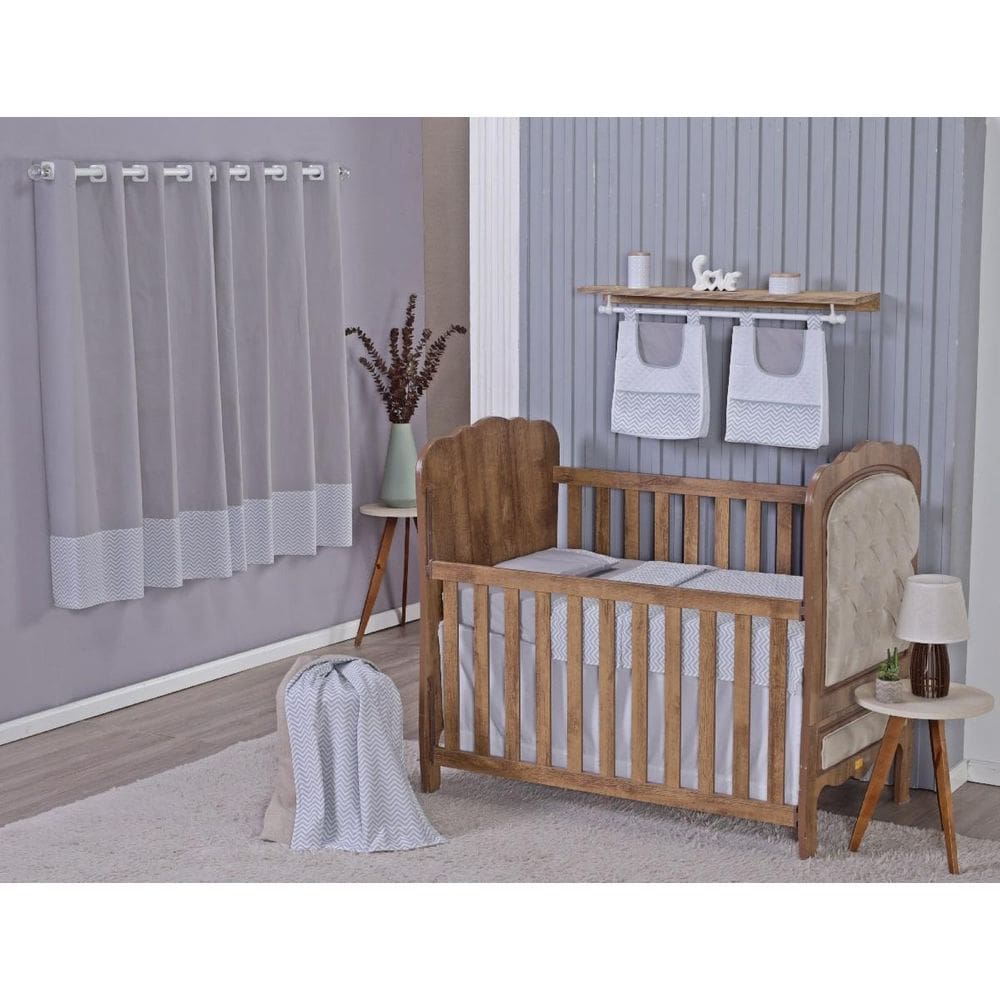 Enxoval Bebe Kit Berço Americano Cortina Algodão Menino