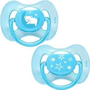 Kit 2 Chupetas Buba Comfort Tam 2 Noturna Ursinhos Azul