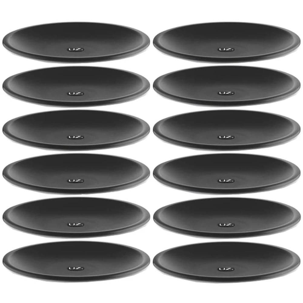 12 Pratos Rasos Redondos de Plástico 26cm Pretos para Lanches Uz Grande para Refeições