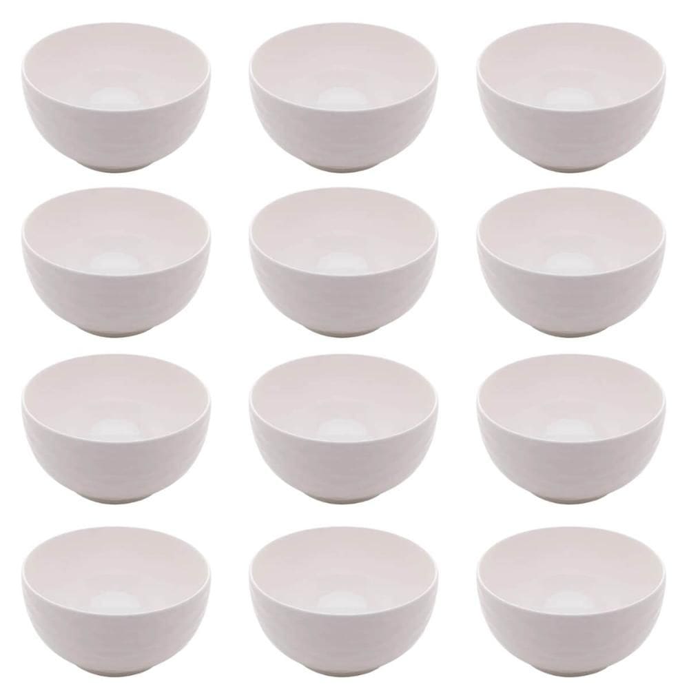 Conjunto 12 Bowls 400ml Porcelana Branca Lyor New Bone Lagos Iogurte Açaí Petiscos