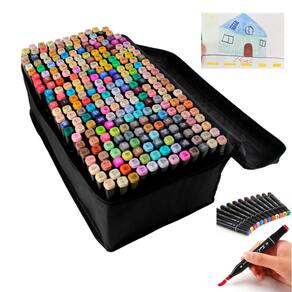 Canetinha Caneta 262 Cores Ponta Dupla Bolsa Estojo Marcador Permanente Duas Pontas Desenho Arte Pintura Cartaz