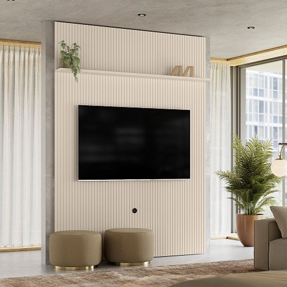 Painel Frisado New Interlagos Off White - Madetec Móveis