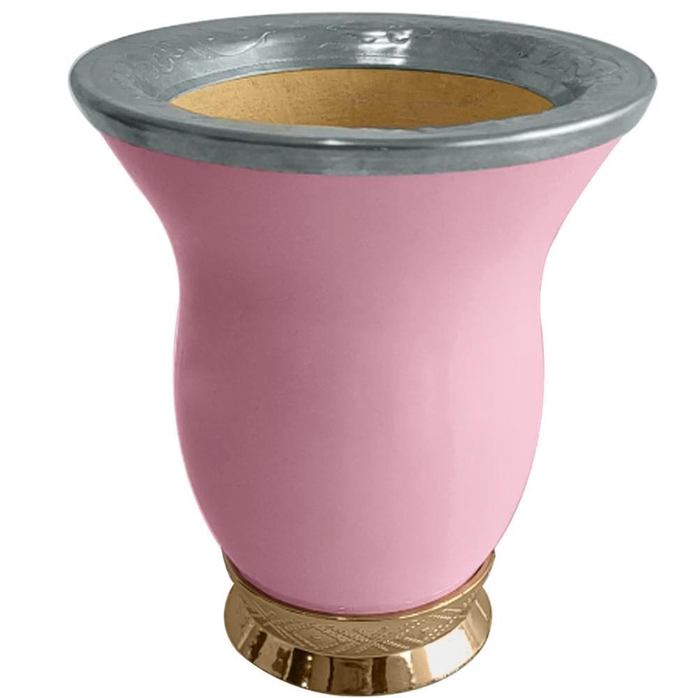 Cuia de Chimarrão Tereré Lisa Artesanal Ditreviso Cuia de Porongo Revestida em Plástico Rosa