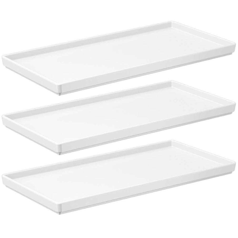 Jogo 3 Pratos 27x13cm Brancos Uno Coza Plástico Servir Bandejas Decorativas