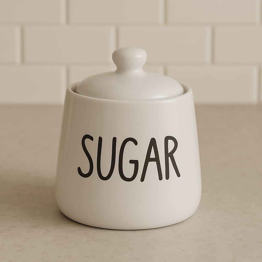 Pote Para Açúcar Com Tampa De Cerâmica Sugar - Branco