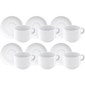 Jogo 6 Xícaras de Chá Paola 240ml Porcelana com Pires Servir Café Tramontina