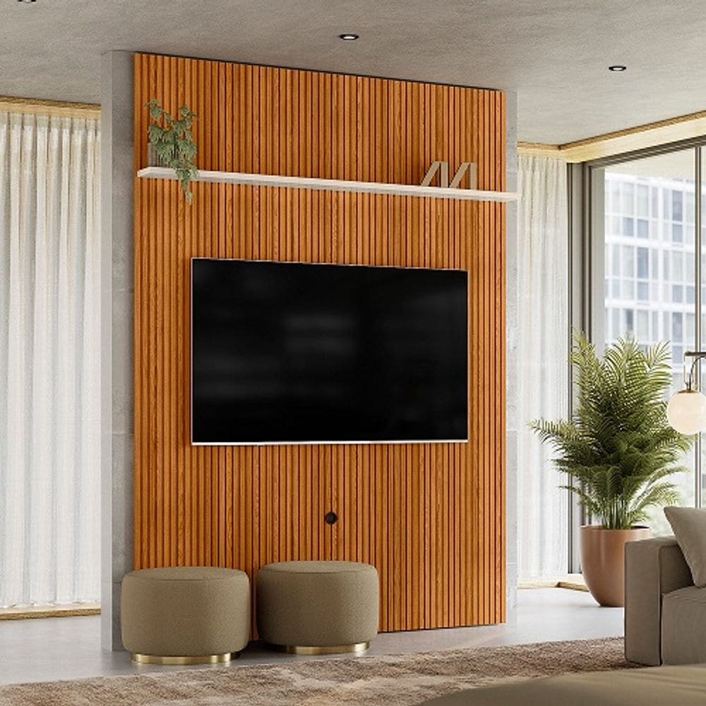 Painel Frisado New Interlagos Cinamomo/Off White - Madetec Móveis