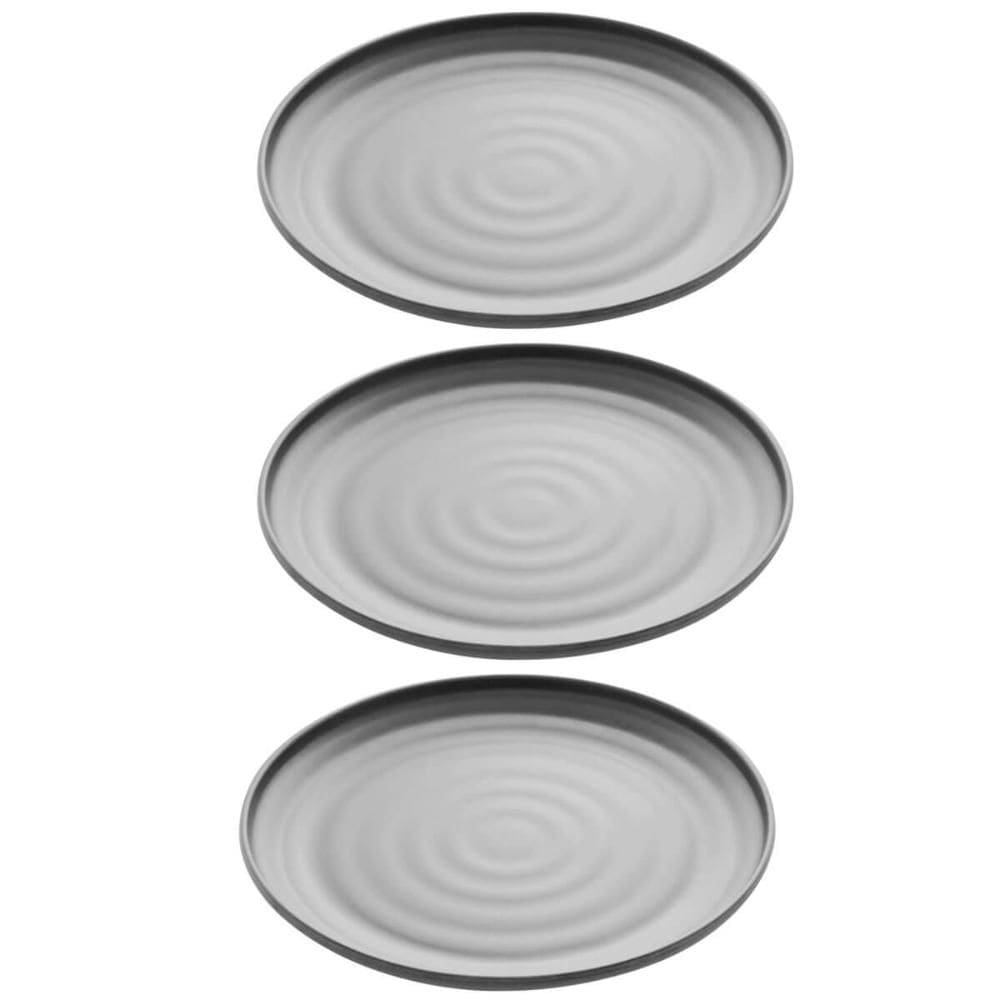 Kit 3 Pratos Melamina Preto Sushi Restaurante 25,5cm Tóquio Lyor Redondos