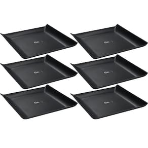 Kit 6 Bandejas Quadradas Preta 20,6cm Prato Cosy Petiscos Saladas Coza Plástico