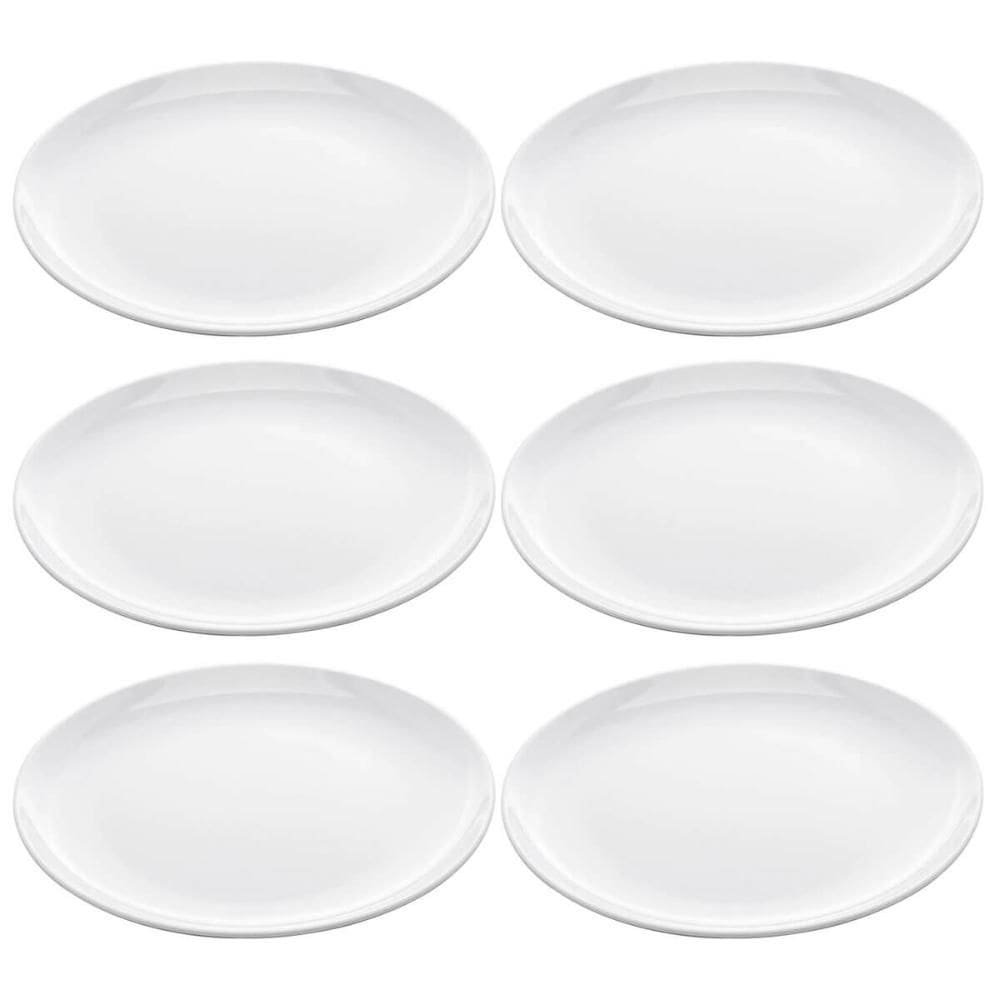 Kit 6 Pratos Brancos Rasos 25cm Melamina Refeição Redondos Lisos Milão Lyor