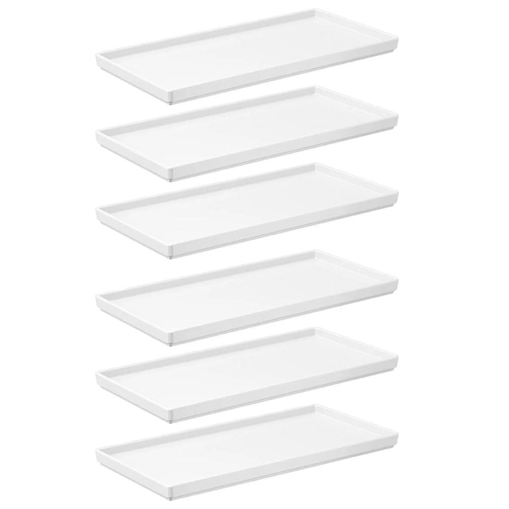 Kit 6 Pratos 27x13cm Brancos Bandejas Decorativas Uno Coza Plásticas Servir Petiscos
