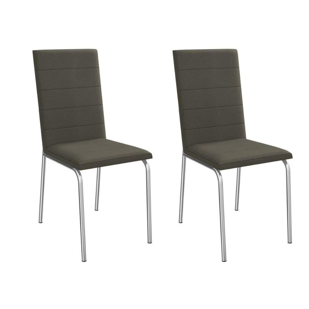 Cadeira Sala de Jantar Amsterdã 2C091 Aço Kit 2 Un Cromado/Suede Escuro - Kappesberg