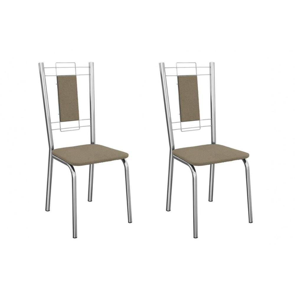 Cadeira Sala de Jantar Florença 2C005CR Aço Kit 2 Un Cromado/Boucle Bege Fendi - Kappesberg