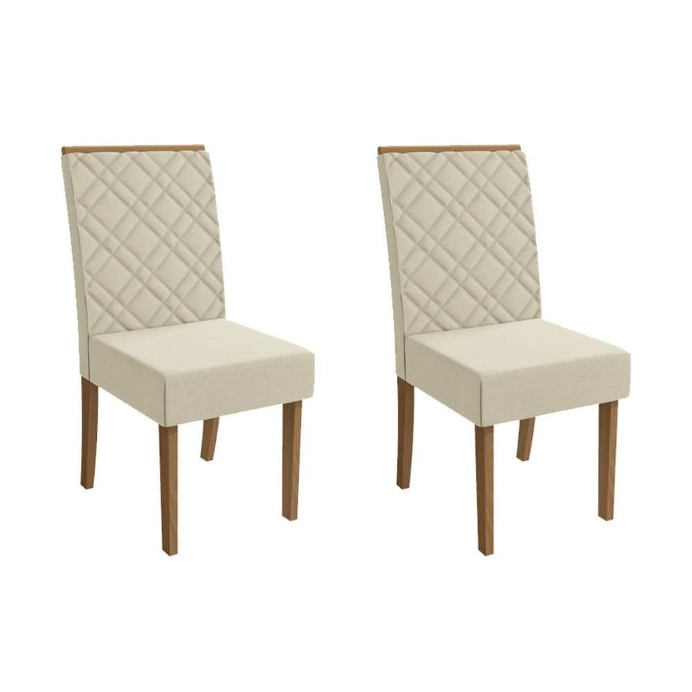 Cadeira Sala de Jantar Gardênia 2CAD149 Madeirado Kit 2 Un Canela/Linho Bege Argila - Kappesberg