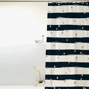 Cortina Para Box Banheiro PVC Antimofo 198x180cm - Listra Preta Póa